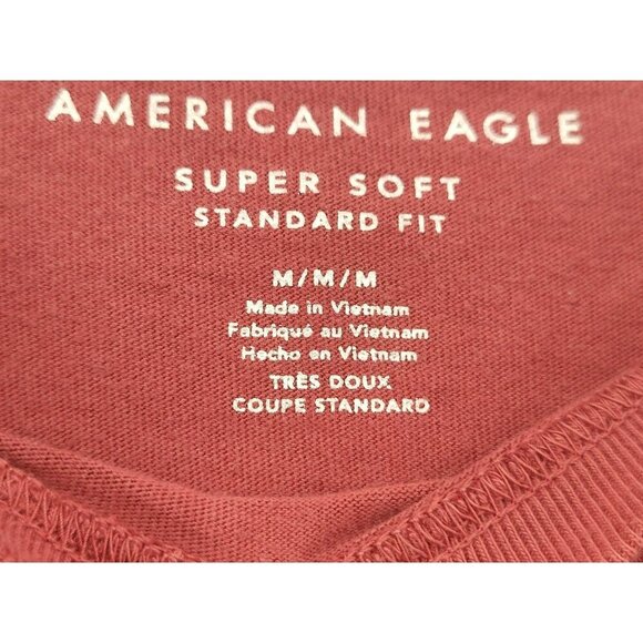 American Eagle Super Soft Ombre Logo Embroidered T-shirt Size M - Picture 6 of 9